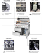 102.4" Outdoor Kitchen Island, 4-Burner Propane Gas BBQ Grill 59500 BTU 304 Stainless Steel, Built-In Sink & Refrigerator for Backyard Patio Cooking (Silver, 102.4"')