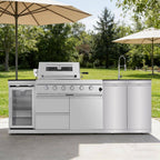 46 In. 4-Burner Propane Gas Grill Island Outdoor Kitchen in Stainless Steel with Refrigerator, Sink