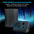 6.5 Inch Outdoor Speakers 400W Wired Waterproof Passive with Powerful Bass Wall Mount Speakers for Indoor Patio Covered