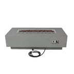 Granville Outdoor Fire Pit 60 In. X 27 In. Rectangular Concrete Propane Fire Table with Lava Rocks and Cover