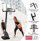 Adjustable HDPE Portable Basketball Hoop - 44 In. Backboard and 7.5 to 10 Ft. Rim Height