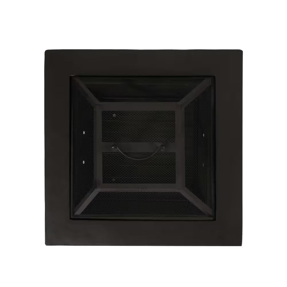 29 In. W X 17.2 In. H Square Wood Burning Outdoor Fire Pit in Grey
