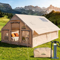 Inflatable Tent with Skylight, Quick Setup Blow up Tents with Pump, Hot Tent with Stove Jack, Waterproof Oxford Inflatable House for Camping, Air Glamping Tents for Camping Adult 8-12 Person