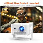 HY450MAX 1100ANSI Android 14 Portable Outdoor Projector 1080P Auto Focus 8K Support WIFI6 Beam Mini Projector