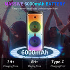 Party Speaker with Wheels for Outdoor, Bluetooth Speaker with 2 Microphones, Dual 8'' Subwoofer Deep Bass, Rgb Lights, T38-T