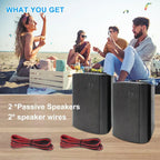 6.5 Inch Outdoor Speakers 400W Wired Waterproof Passive with Powerful Bass Wall Mount Speakers for Indoor Patio Covered