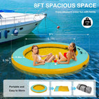 8 Ft. round Inflatable Floating Dock Platform Water Hammock Pool Float with Ladder and Carrying Bag
