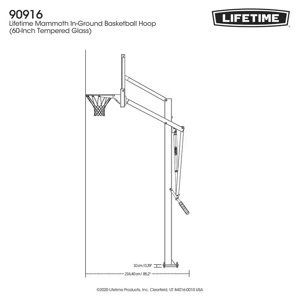 60 In. Tempered Glass Mammoth Bolt down Basketball Hoop