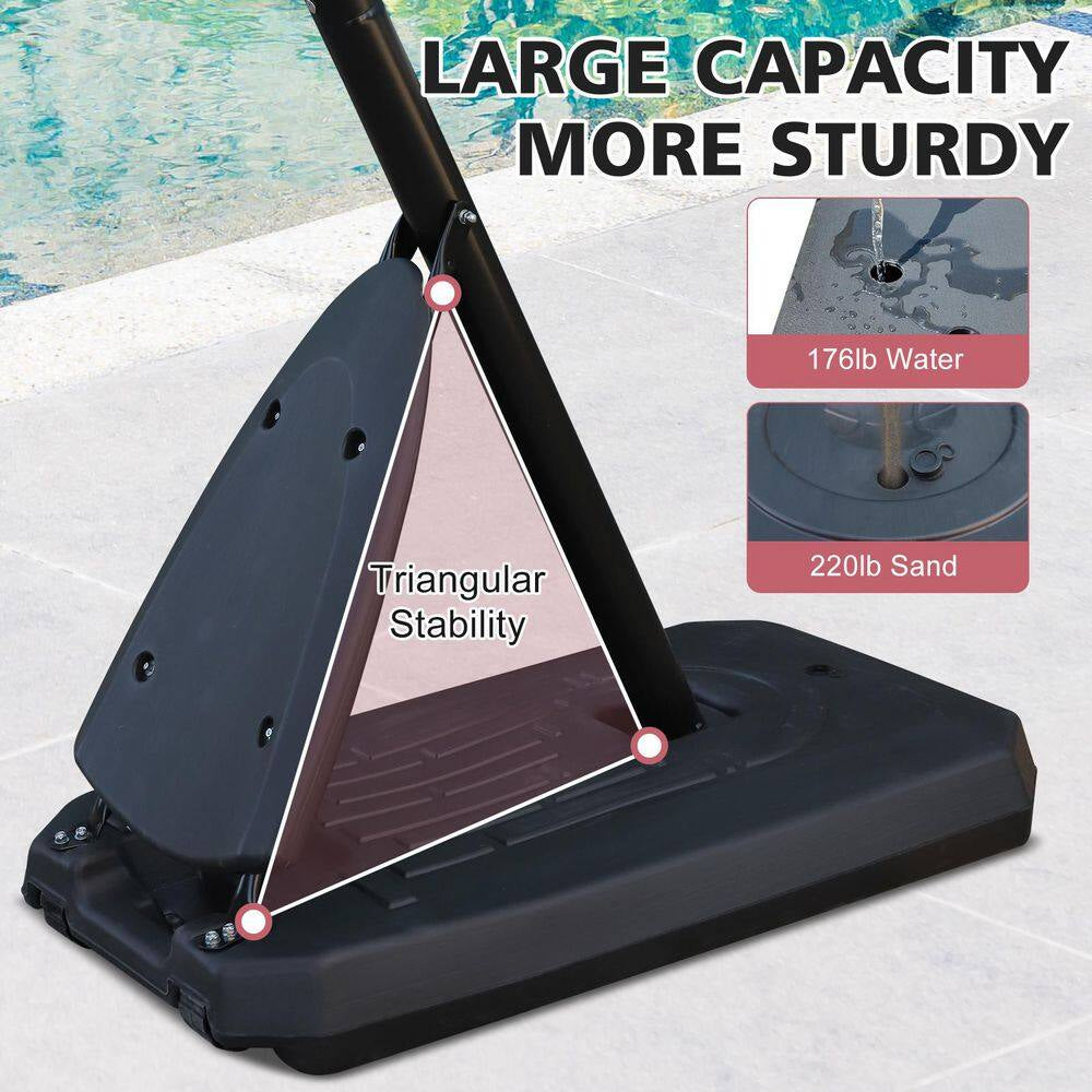 Adjustable HDPE Portable Basketball Hoop - 44 In. Backboard and 7.5 to 10 Ft. Rim Height