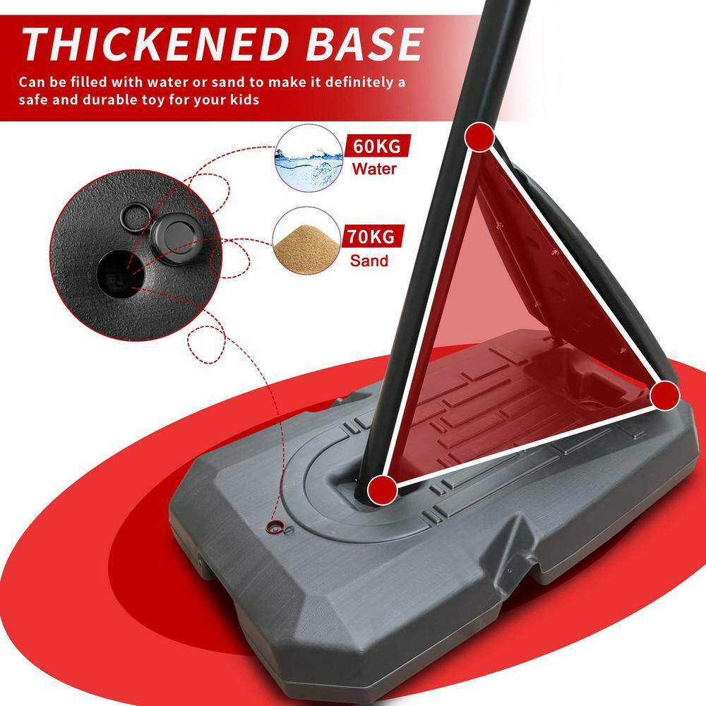 7.5 to 10 Ft. Portable Height Adjustable Basketball Hoop Basketball System with 44 In. Backboard, Stable Base and Wheels