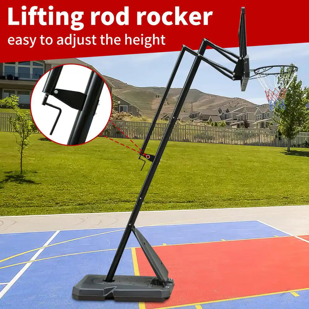 7.5 to 10 Ft. Portable Height Adjustable Basketball Hoop Basketball System with 44 In. Backboard, Stable Base and Wheels