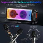 Party Speaker with Wheels for Outdoor, Bluetooth Speaker with 2 Microphones, Dual 8'' Subwoofer Deep Bass, Rgb Lights, T38-T