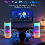 Party Speaker with Wheels for Outdoor, Bluetooth Speaker with 2 Microphones, Dual 8'' Subwoofer Deep Bass, Rgb Lights, T38-T
