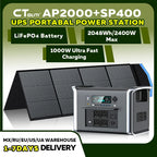 AP2000 2048Wh Solar Generator 2400W + 400W Solar Panel Portable Power Station Emergency,Rv,Camping Lifepo4 Battery