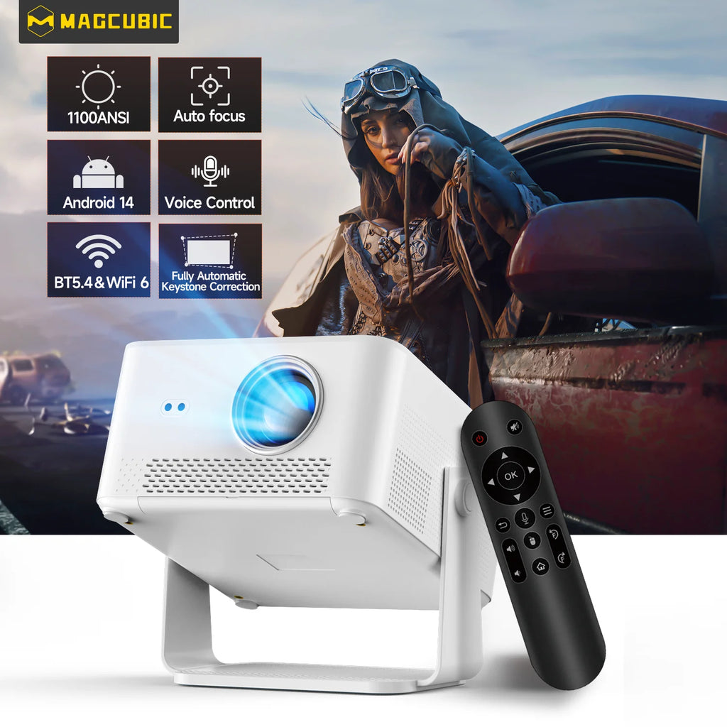 HY450MAX 1100ANSI Android 14 Portable Outdoor Projector 1080P Auto Focus 8K Support WIFI6 Beam Mini Projector