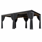 12 Ft. X 20 Ft. Black Aluminum Outdoor Louvered Pergola with Water-Tight Adjustable Roof
