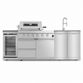 46 In. 4-Burner Propane Gas Grill Island Outdoor Kitchen in Stainless Steel with Refrigerator, Sink
