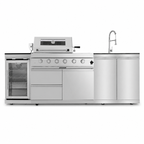 46 In. 4-Burner Propane Gas Grill Island Outdoor Kitchen in Stainless Steel with Refrigerator, Sink