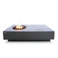 Metropolis Outdoor Fire Pit 56 In. X 32 In. Rectangular Concrete Propane Fire Table with Lava Rocks and Cover