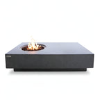 Metropolis Outdoor Fire Pit 56 In. X 32 In. Rectangular Concrete Propane Fire Table with Lava Rocks and Cover