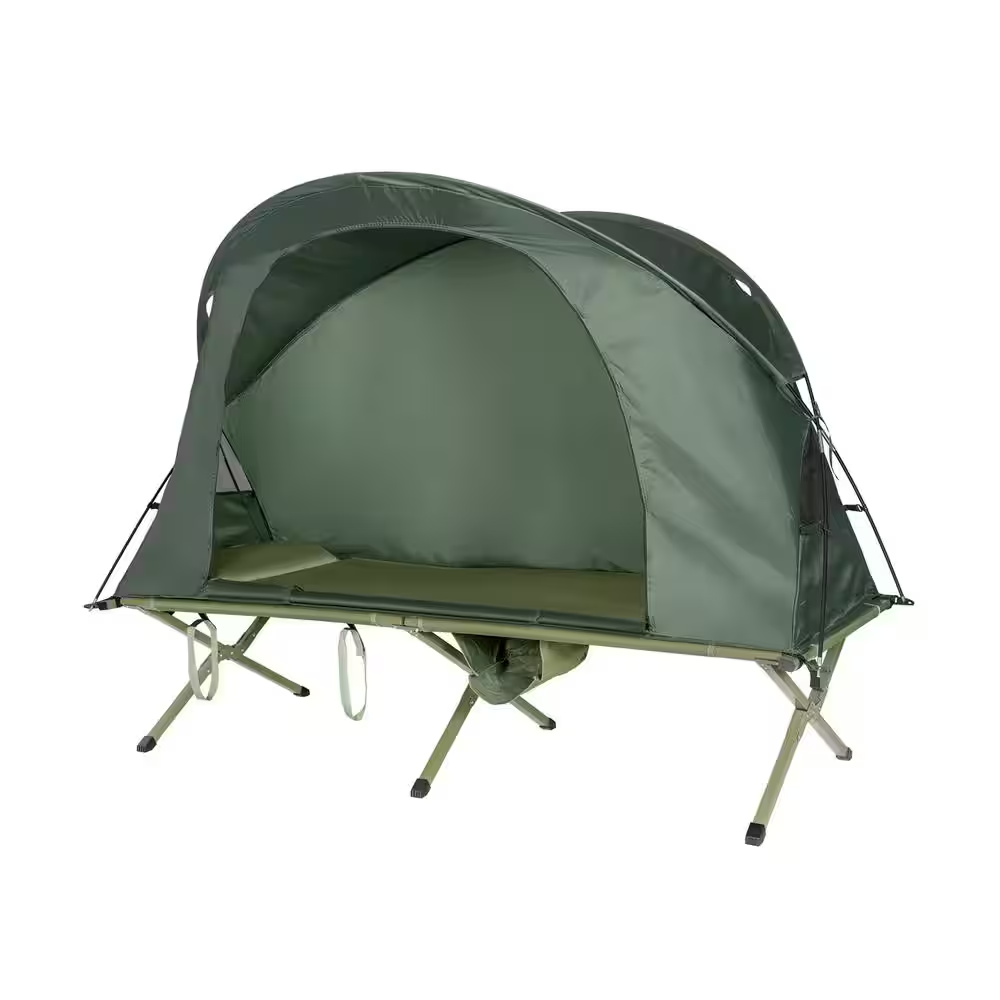 1-Person Folding Camping Tent Cot Portable Outdoor Tent for Backpacking & Hiking Green