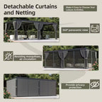 12 Ft. X 20 Ft. Black Aluminum Outdoor Louvered Pergola with Water-Tight Adjustable Roof