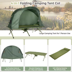 1-Person Folding Camping Tent Cot Portable Outdoor Tent for Backpacking & Hiking Green