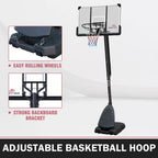 Adjustable HDPE Portable Basketball Hoop - 44 In. Backboard and 7.5 to 10 Ft. Rim Height