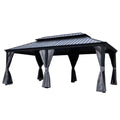 Alexander 12 Ft. D X 9 Ft. H X 20 Ft. W Aluminum Hardtop with Gazebo Galvanized Steel Roof, Nettings and Curtains, Gray