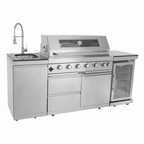 Outdoor Kitchen Island 85" 6-Burner 85000 BTU Deluxe Modular BBQ Island - Grill Islands W/Wine Cooler, Built in Combo outside Island + Rotisserie & Granite Top Outdoor Grill
