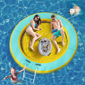 8 Ft. round Inflatable Floating Dock Platform Water Hammock Pool Float with Ladder and Carrying Bag