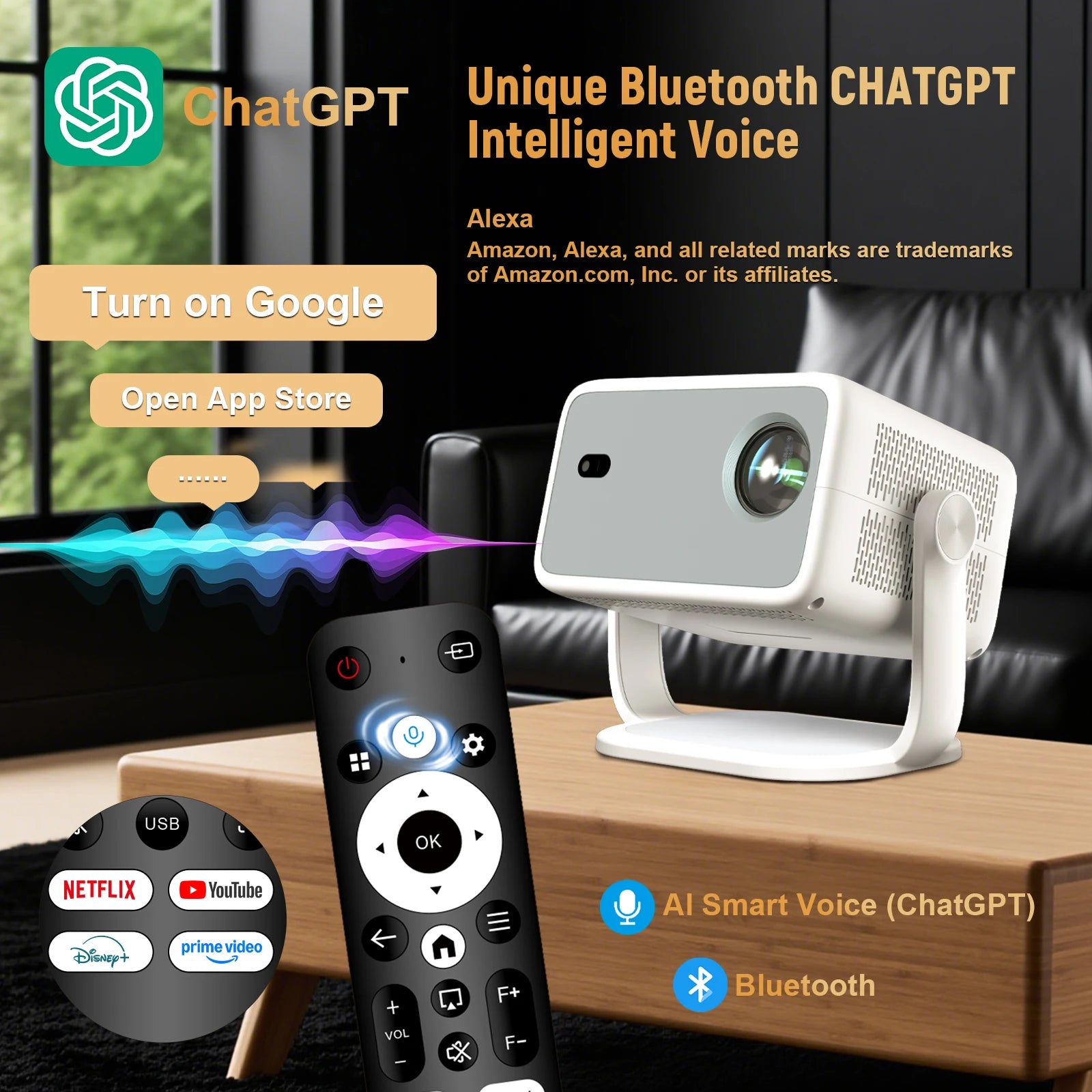 TP350 NTV Projector Compatible with Netflix 650ANSI Android 13 Native 1080P with Auto Focus Smart Home Outdoor Projector