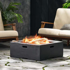 29 In. W X 17.2 In. H Square Wood Burning Outdoor Fire Pit in Grey