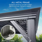Alexander 12 Ft. D X 9 Ft. H X 20 Ft. W Aluminum Hardtop with Gazebo Galvanized Steel Roof, Nettings and Curtains, Gray