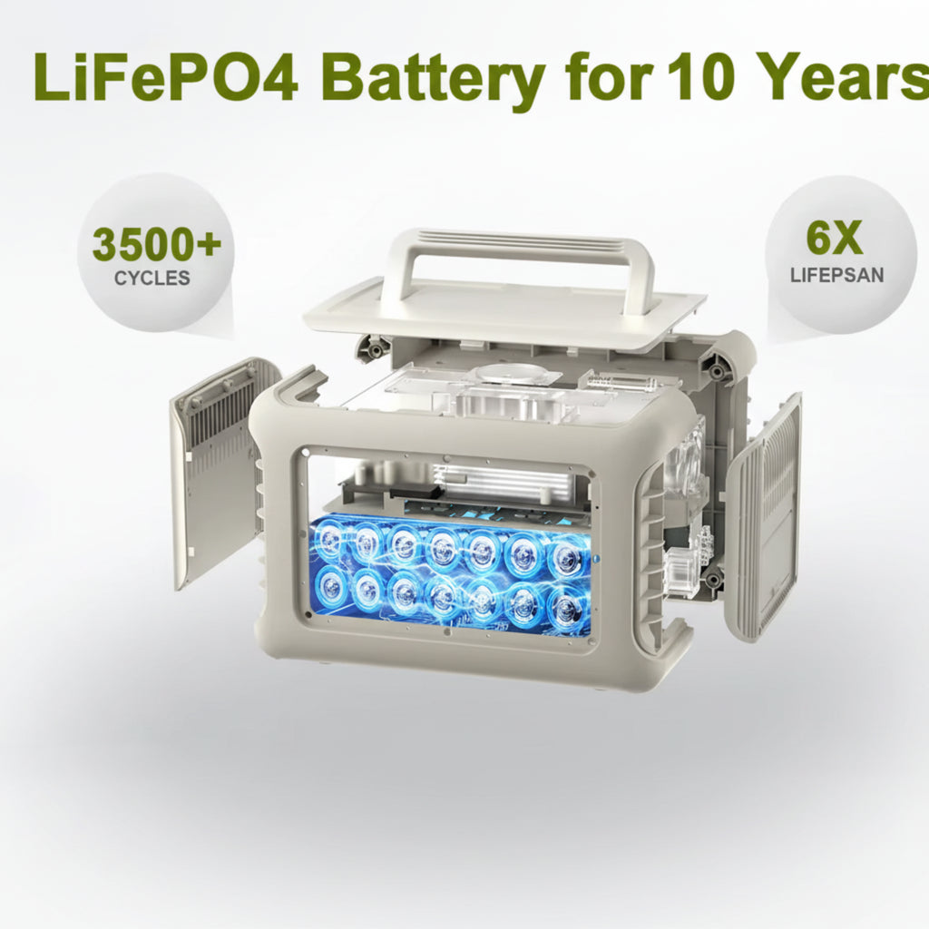 R600 Portable Power Station with Solar Panel 100W , 600W 299Wh Lifepo4 Solar Generator UPS Battery Backup MPPT for RV