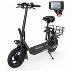 C1 Electric Scooter with Seat, 450W Powerful Motor up to 22 Miles Range, Folding Electric Scooter for Adult Max Speed 15.5Mph, Electric Scooter-Blackfor Commuting with Basket